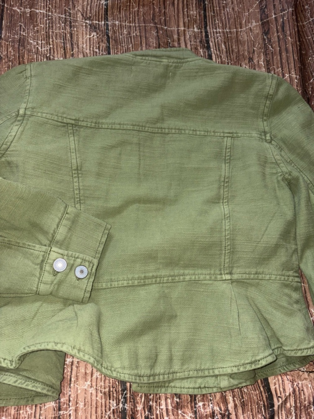 Free People pure cotton Jocelyn green utility light button up jacket S - Picture 11 of 11